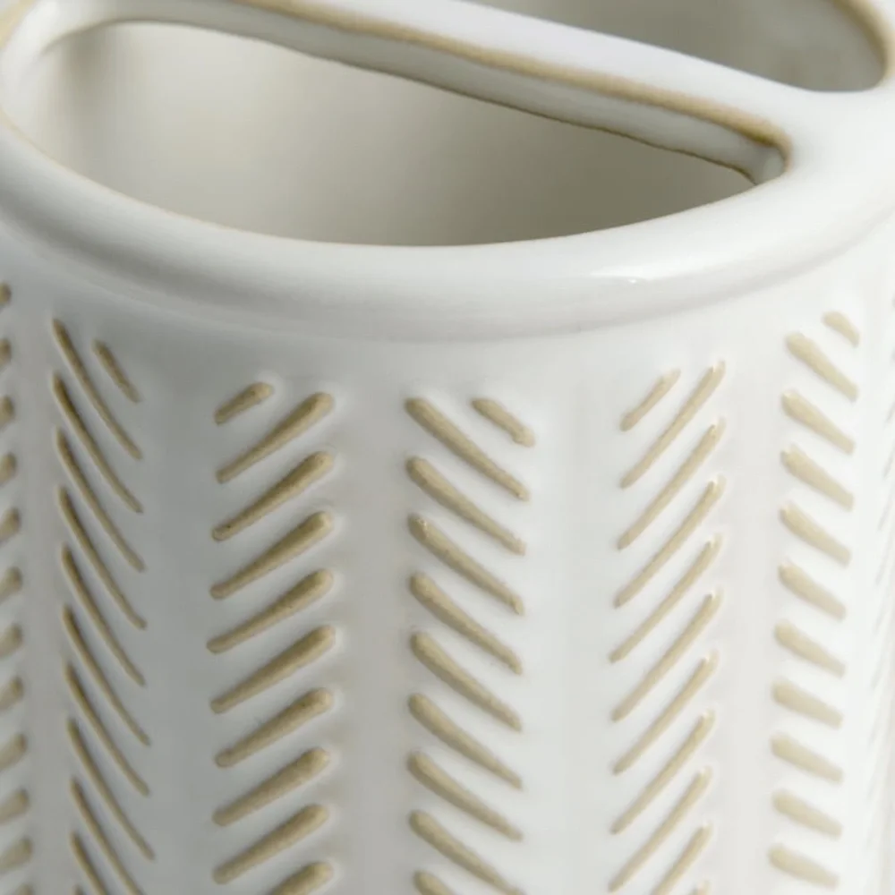 Better Homes & Gardens Reactive Glazed Ceramic Toothbrush Holder, Creamy White